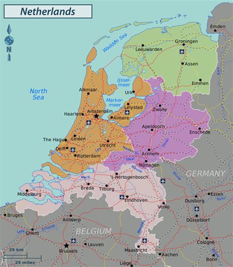 Large detailed administrative and road map of Netherlands (Holland ...