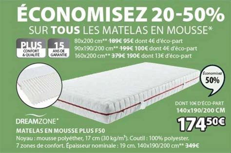 Promo Matelas En Mousse Plus F50 Dreamzone chez JYSK - iCatalogue.fr