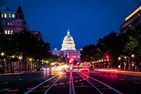 United States Capitol Building Night View with Car Lights Trails - GCO ...