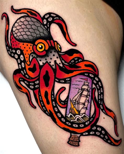 Watercolor Octopus Tattoos