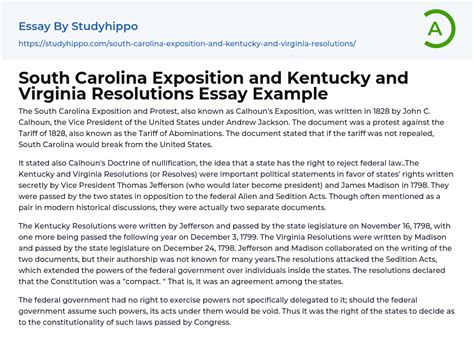 South Carolina Exposition and Kentucky and Virginia Resolutions Essay ...