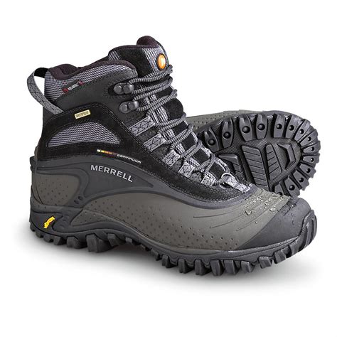 Men's Merrell® Waterproof Snowmotion 6" Boots, Black / Red - 146829 ...