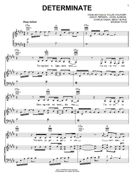 Determinate sheet music by Lemonade Mouth (Movie) (Piano, Vocal ...