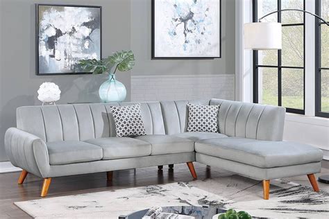 Molly Light Grey Velvet Modern Sectional