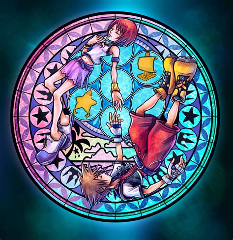 One Heartstation - Sora and Kairi Stained Glass by HolleysArt on DeviantArt