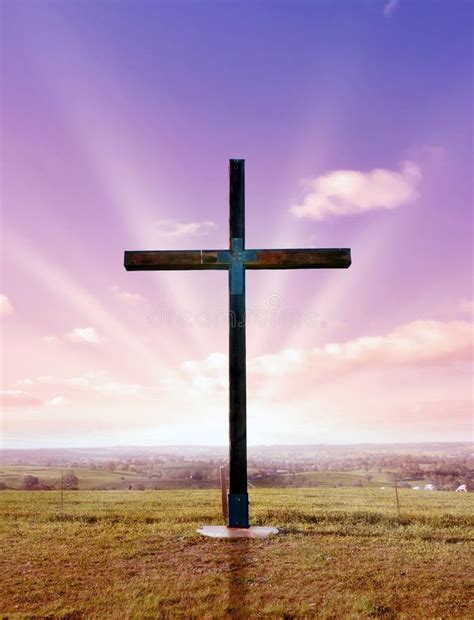 Christian Cross at Sunset or Sunrise Stock Photo - Image of religion, rural: 14815470