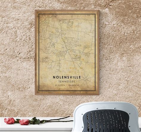 Nolensville Vintage Map Print Nolensville Map Tennessee | Etsy