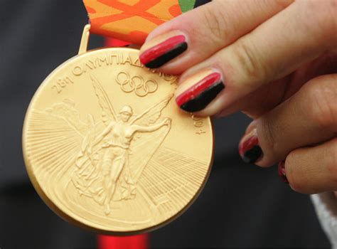 Close-ups of Olympic medals