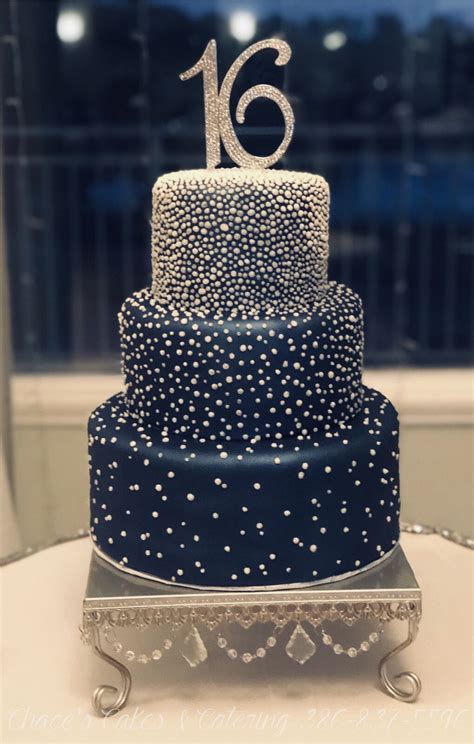 Sweet 16 Navy Blue Event Cake | Cake designs birthday, Best birthday ...