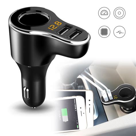 Dual USB Port Car Vehicle Cigarette Lighter Socket Splitter, Charger Power Adapter Rapid Charge ...