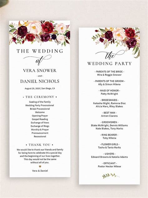 Editable Wedding Program Template Order of Ceremony Template - Etsy India | Wedding programs ...