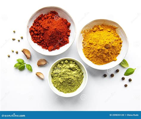 Various Spices Isolated on White Background Stock Photo - Image of white, black: 209835128