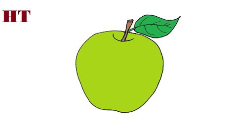 How to draw a green Apple step by step