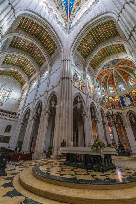 Wide Angle View of Catedral De La Almudena Interior. Madrid, Spain ...