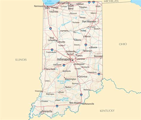 Indiana Reference Map - Mapsof.Net