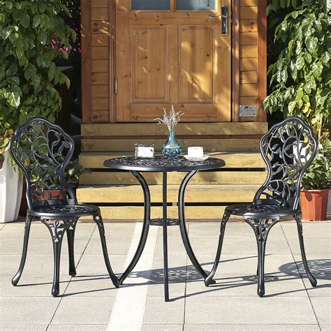 iKayaa 3PCS Modern Outdoor Patio Bistro Set Aluminum Porch Balcony ...