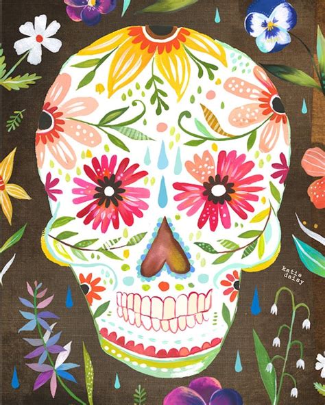 Sugar Skull Art Print Day of the Dead Dia De Los Muertos - Etsy