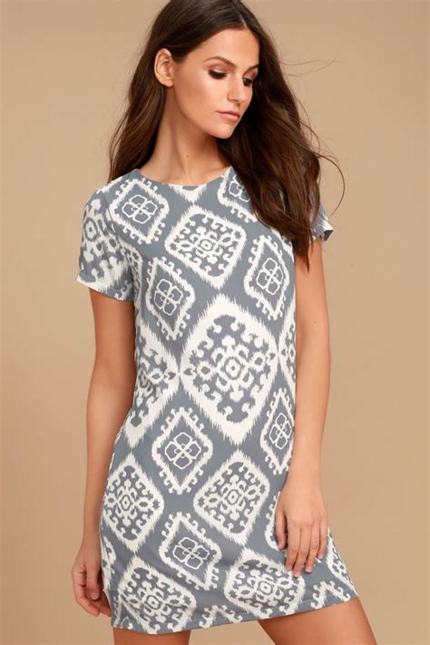 Cute Print Dress - Slate Grey Print Dress - Shift Dress - Lulus