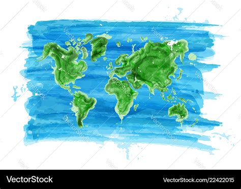 Watercolor painting style of world map Royalty Free Vector