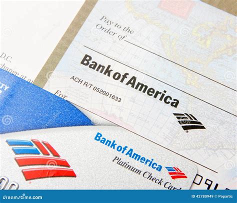 Bank of America on a Debit Card and Check Editorial Stock Image - Image ...