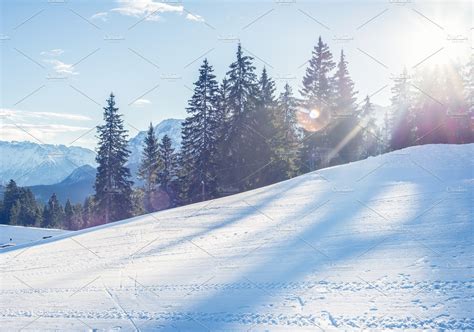 Mountain skiing slope in Alps | Nature Stock Photos ~ Creative Market