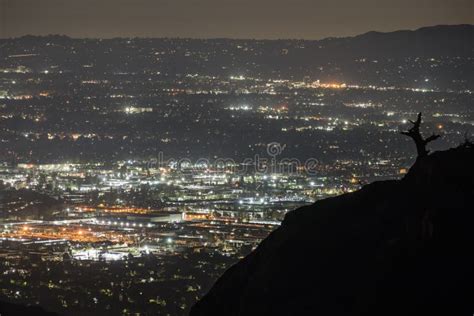 Los Angeles Mountain View Night Cityscape Stock Image - Image of night ...