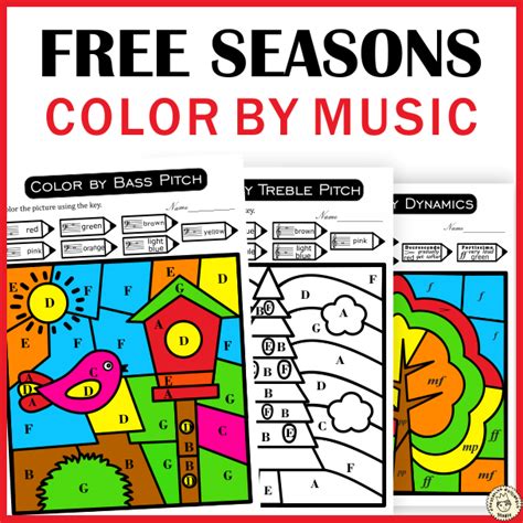 Free Printable Music Color by Code Pages | Color by Note Names, Symbols ...