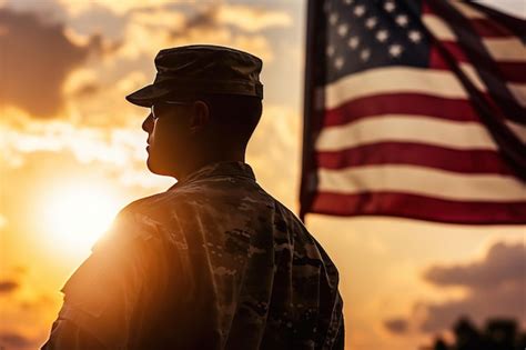 Premium AI Image | Silhouette of a soldier on the flag of the United ...