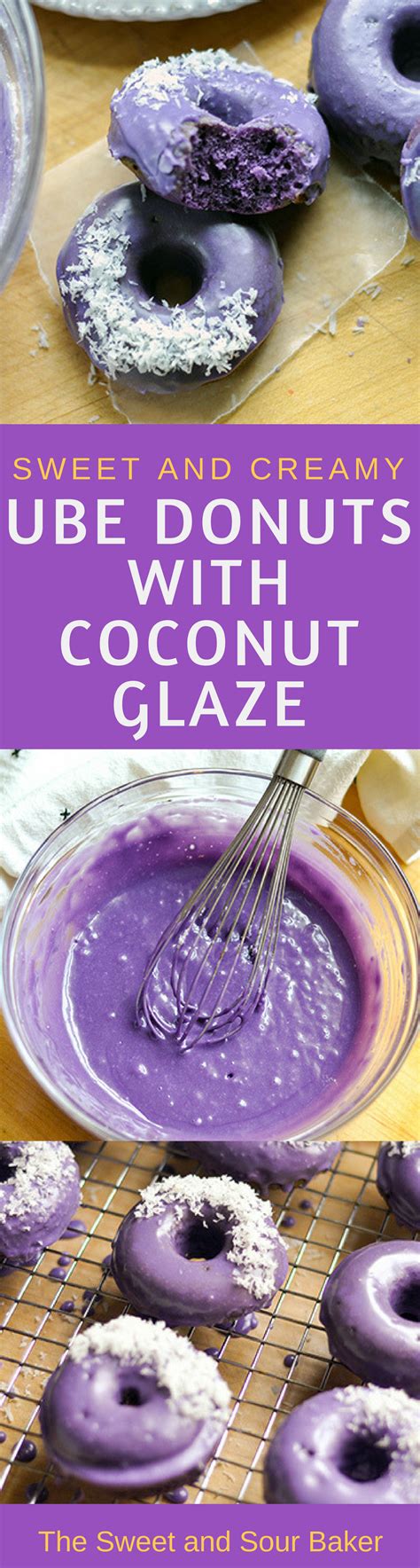 Ube Donuts with Coconut Glaze — The Sweet & Sour Baker | Desserts, Coconut flakes recipe, Ube ...