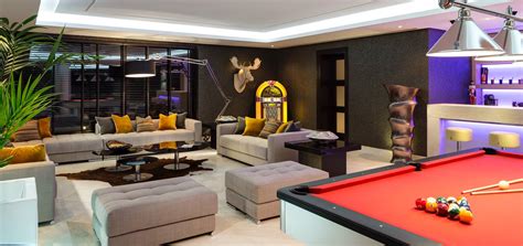 Entertaining room with bespoke furniture and pool tables! #interiors #interiordesign #entertai ...