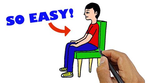 How to draw a person sitting on a chair step by step easy version ...