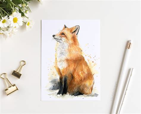 Fox Art Fox Art Print Fox Print Watercolor Fox Animal - Etsy