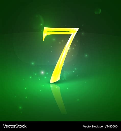 7 green glowing number seven Royalty Free Vector Image