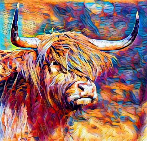 Pin by Petra H. on Malerei | Highland cow art, Cow painting, Highland cow painting