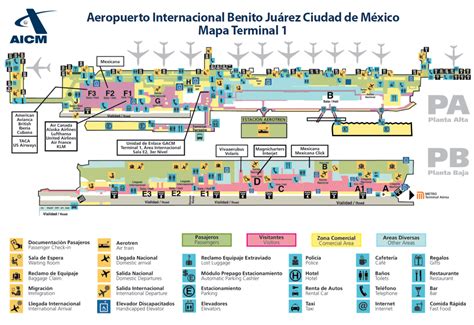 Terminal 1 Aeropuerto Internacional de la Ciudad de México-Benito Ju… | Ciudad de mexico mapa ...