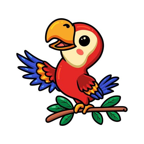 Cute little parrot cartoon on tree branch 10380825 Vector Art at Vecteezy