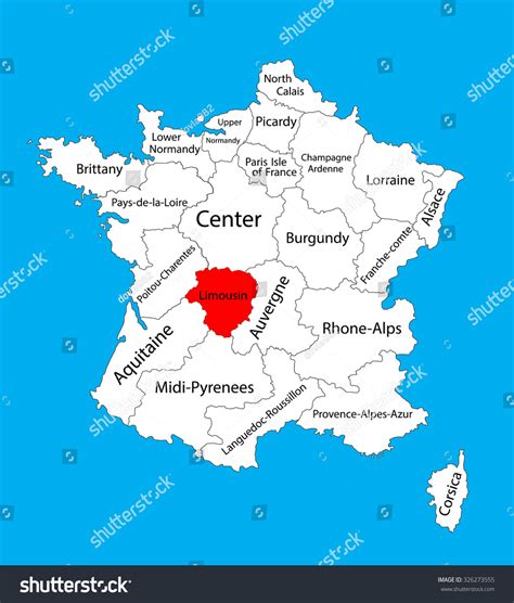 Vector Map Of State Limousin, Location On France.France Vector Map ...