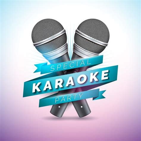 Vector Flyer illustration on a Karaoke Party theme with microphones and ...