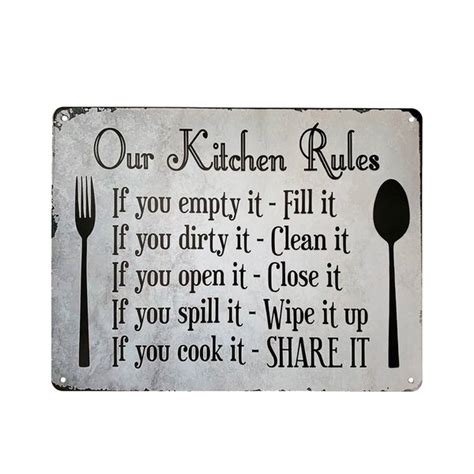 Trinx Hanging Sign Kitchen Rules Sign Wall Decor | Wayfair