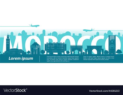 Morocco famous landmarks by silhouette style Vector Image