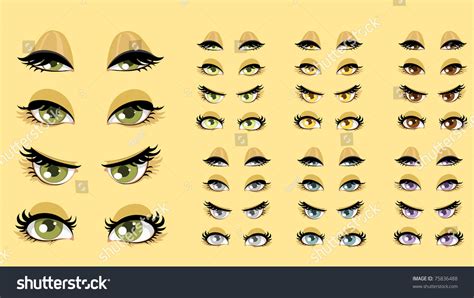 Beautiful Women Eyes Different Expressions Set Stock Vector (Royalty Free) 75836488 | Shutterstock