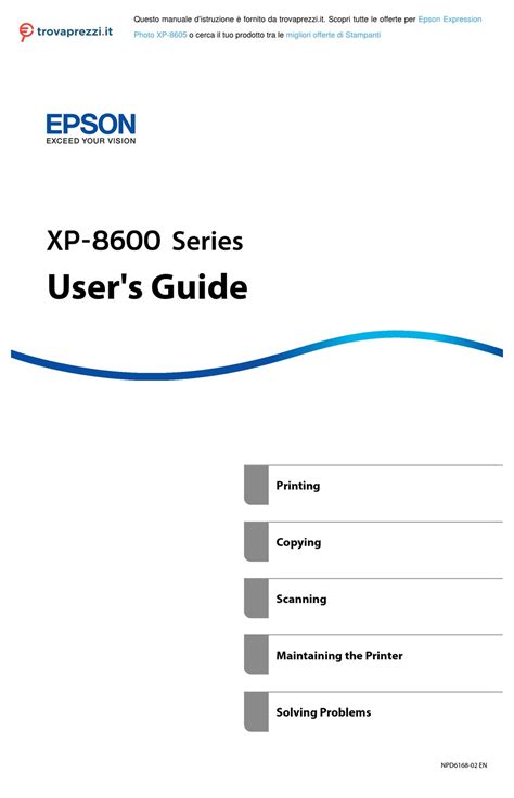 EPSON XP-8600 SERIES USER MANUAL Pdf Download | ManualsLib