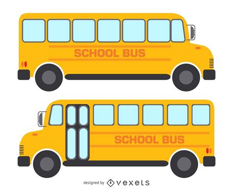 2 Isolated School Bus Drawings Vector Download