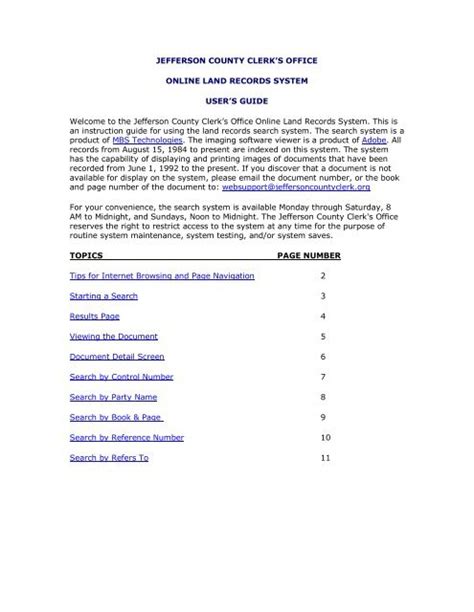 jefferson county clerk's office online land records system - jcco land ...