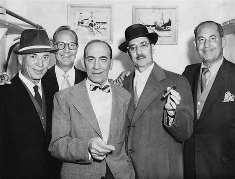 Last known photo of all five Marx Brothers together (L-R: Harpo, Zeppo, Chico, Groucho, and ...