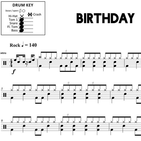 Birthday - The Beatles - Drum Sheet Music | Drum sheet music, Drums sheet, Beatles sheet music