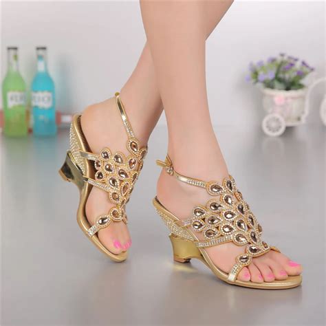 Women's sandals genuine leather party Rhinestone Female sandals for women shoes ladies fashion ...