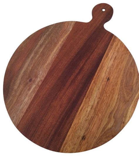 Rustic Round Wood Cutting Board With Round Shape Handle - Traditional ...