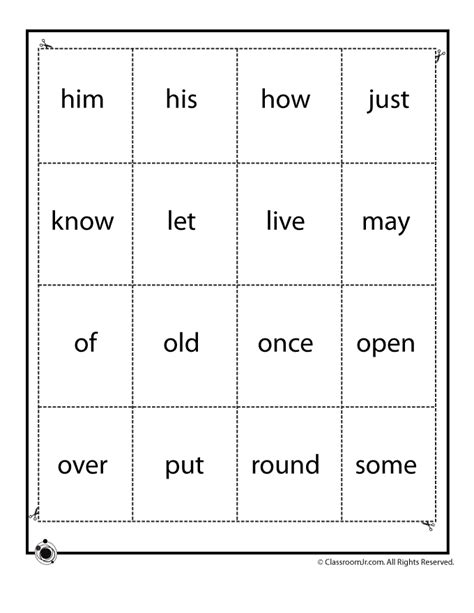 1st Grade Sight Words Printable