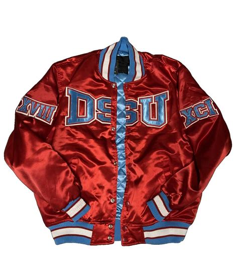 Men's Satin Embroidered Burgundy Delaware State University Jacket - Jackets Expert